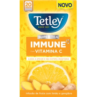 Infusão Immune de Fruta com Limão e Gengibre com Vitamina C embalagem 20 unidades - Tetley Super Tea