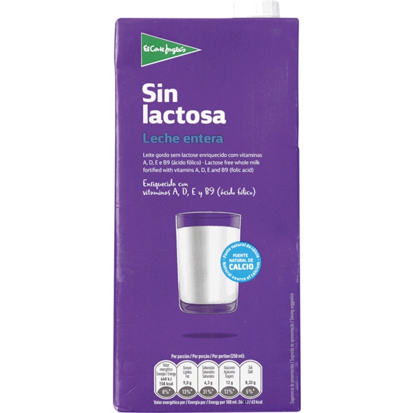 Leite Gordo sem Lactose embalagem 1 L