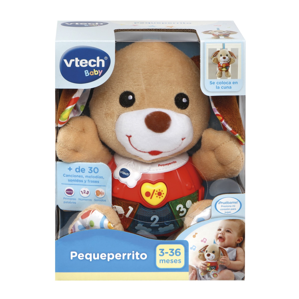Peluche interactivo Pequeperrito, con canciones, voces y actividades que estimulan al bebé VTech Baby 1