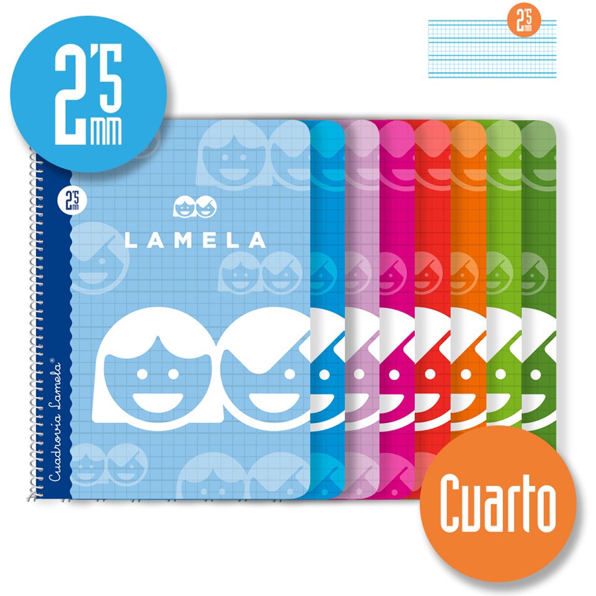 Imagem 0 de Caderno Espiral Tamanho Quatro 40 Folhas Cuadrovía 2,5 mm Capa Flexível Lamela