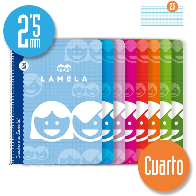 Imagen 0 de Cuaderno Espiral Tamaño Cuarto 40 Hojas Cuadrovía 2,5 mm Tapa Blanda Lamela