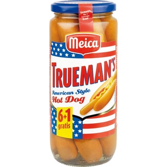 Truemans salchichas hot dog 6+1 gratis frasco 350 g - Meica
