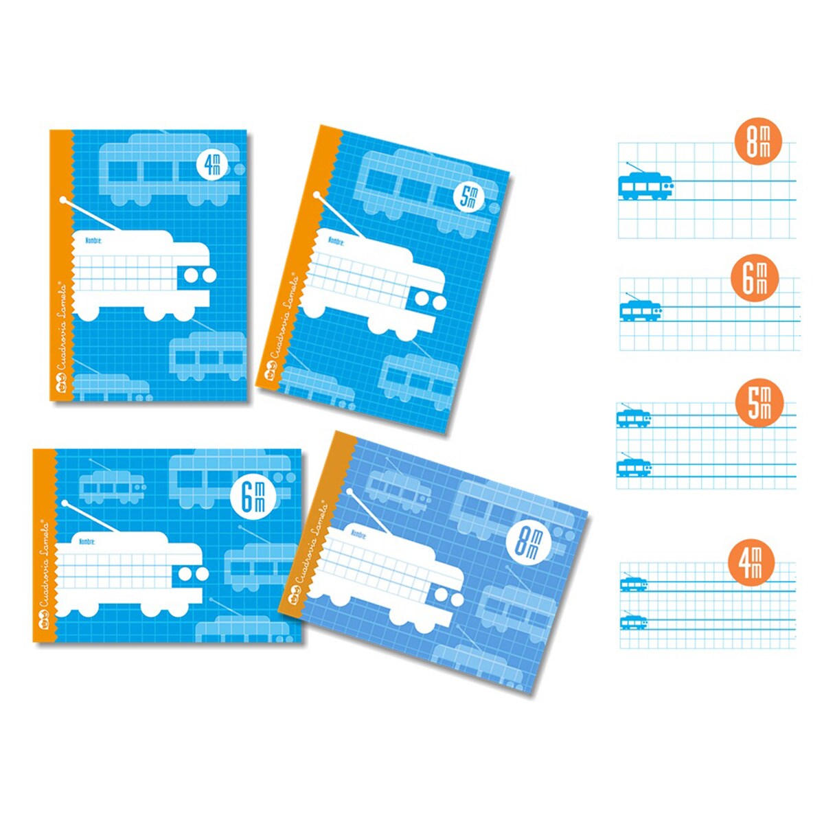 Bloco Agrafado Tamanho Quarto 16 Folhas Quadriculado 6 mm Lamela azul Azul-3