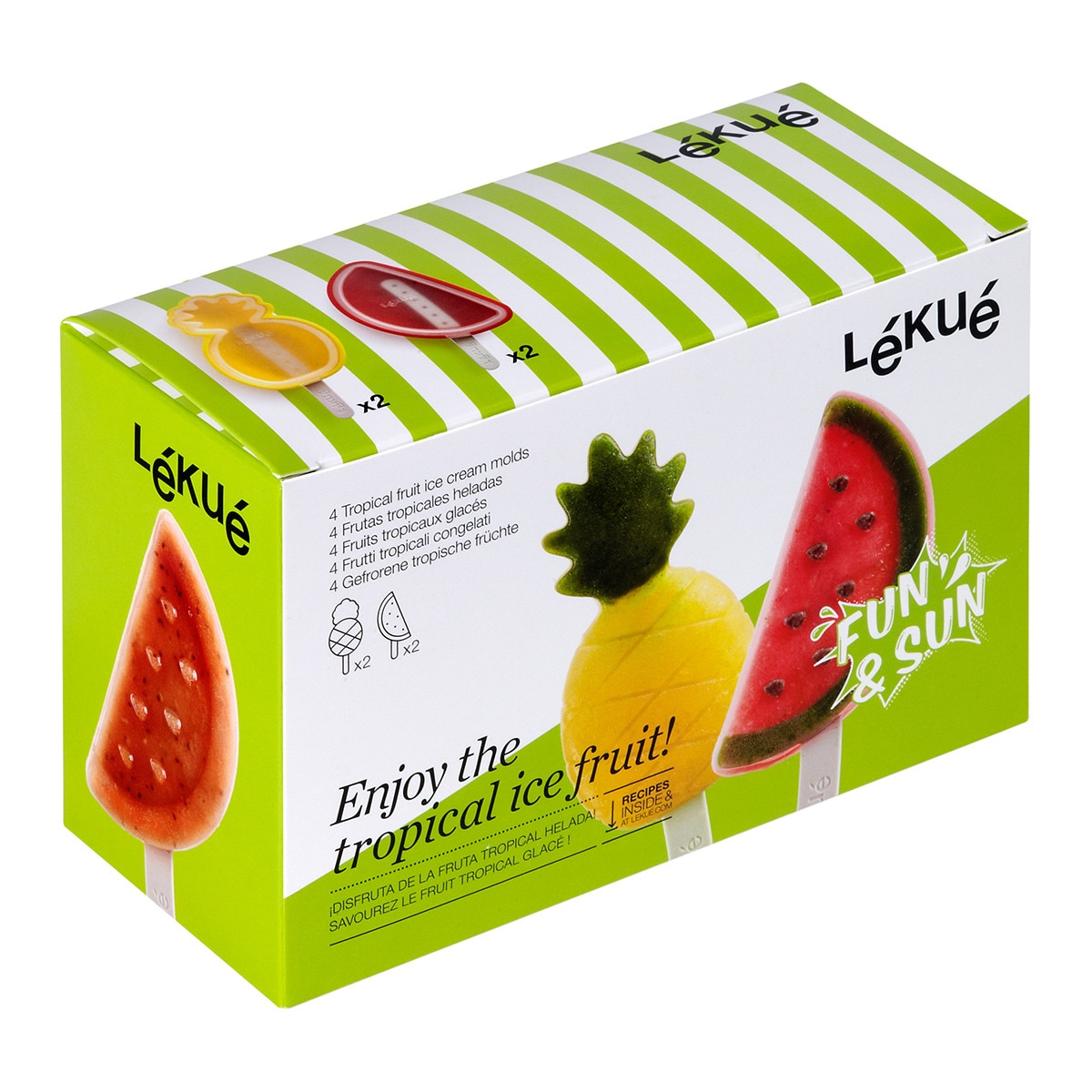 Conjunto de 4 moldes para gelados Frutas Tropicais Lékué Multicolor-6