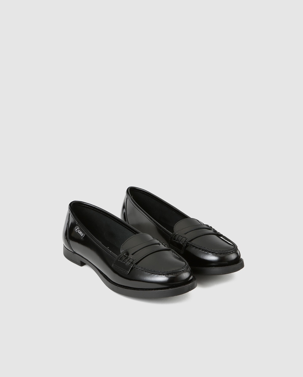 Mocassins de menina Zgirls de pele em preto Preto-2