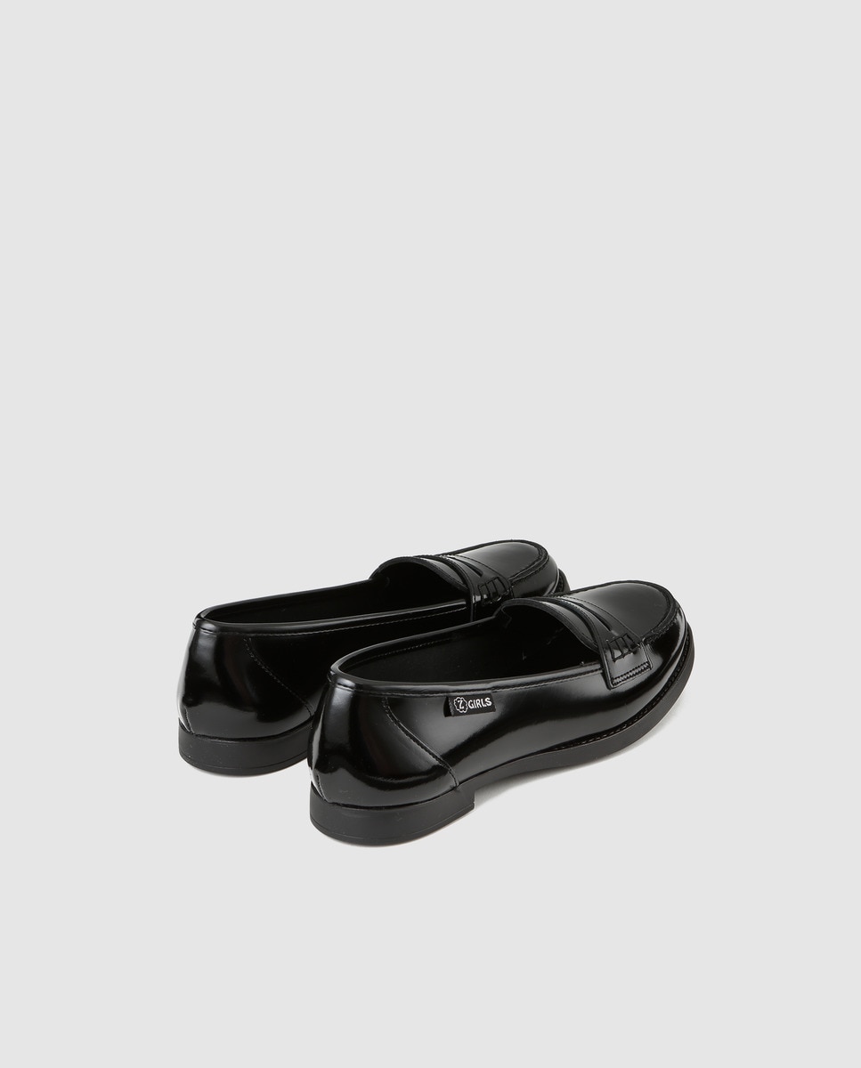 Mocassins de menina Zgirls de pele em preto Preto-3