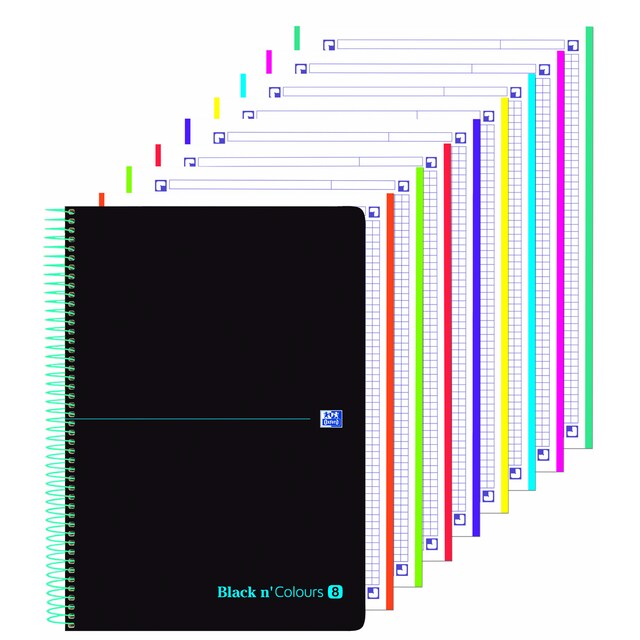 Imagem 0 de Caderno espiral micro-perfurado Black'n Colours A4 Multi disciplinas Capa de plástico preto e azul turquesa