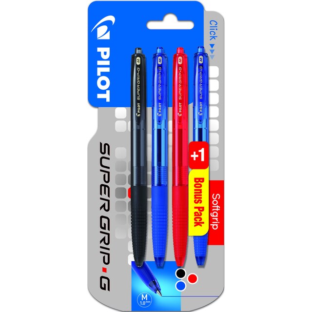 Imagen 0 de 3 Bolígrafos Super Grip Pilot Negro /Azul /Rojo + Azul Gratis