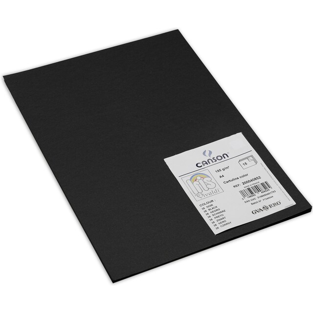 Imagen 0 de Pack, 15 Hojas A4, Cartulina IRIS 185g Canson Negro