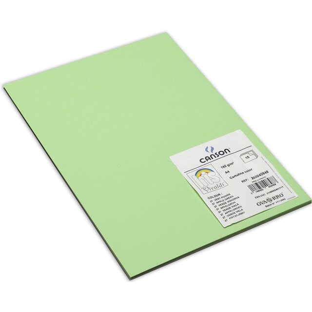 Imagen 0 de Pack, 15 Hojas A4, Cartulina IRIS 185g Canson Verde Manzana