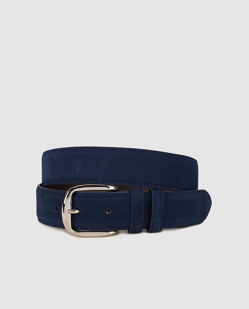 Cinto de camurça azul-marinho. Fabricado em Espanha. Azul-marinho-1