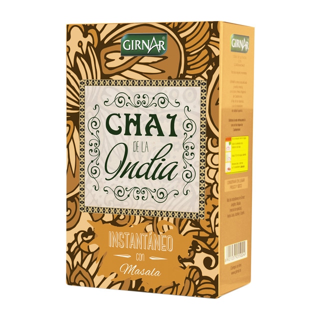 Imagen 0 de Té negro instantáneo Chai de La India con Masala 100% natural Girnar 10 bolsitas