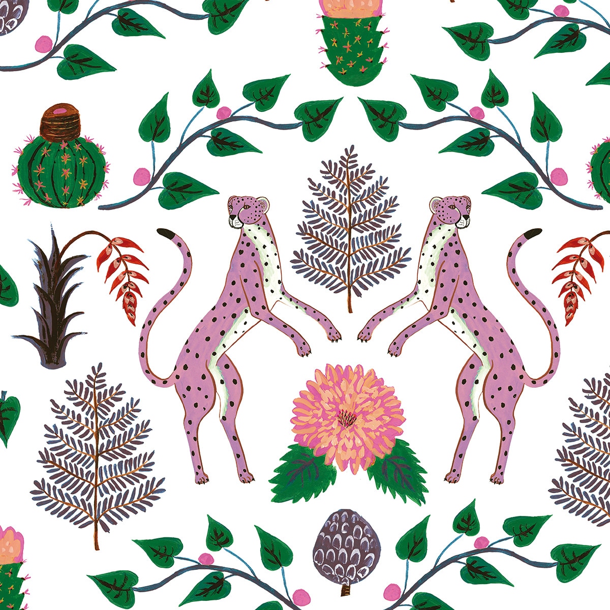 Papel de parede TNT com desenho de animais Rosa-1