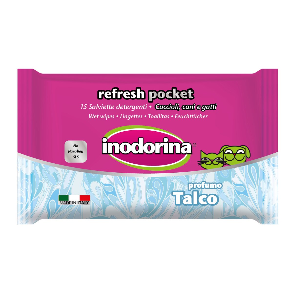 Inodorina - Toallitas Para Perros Y Gatos Refresh Talco