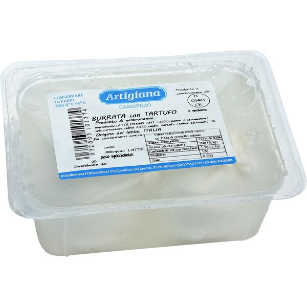 Italian burrata cheese with black truffle container 250 g · ARTIGIANA · Supermercado El Corte Inglés