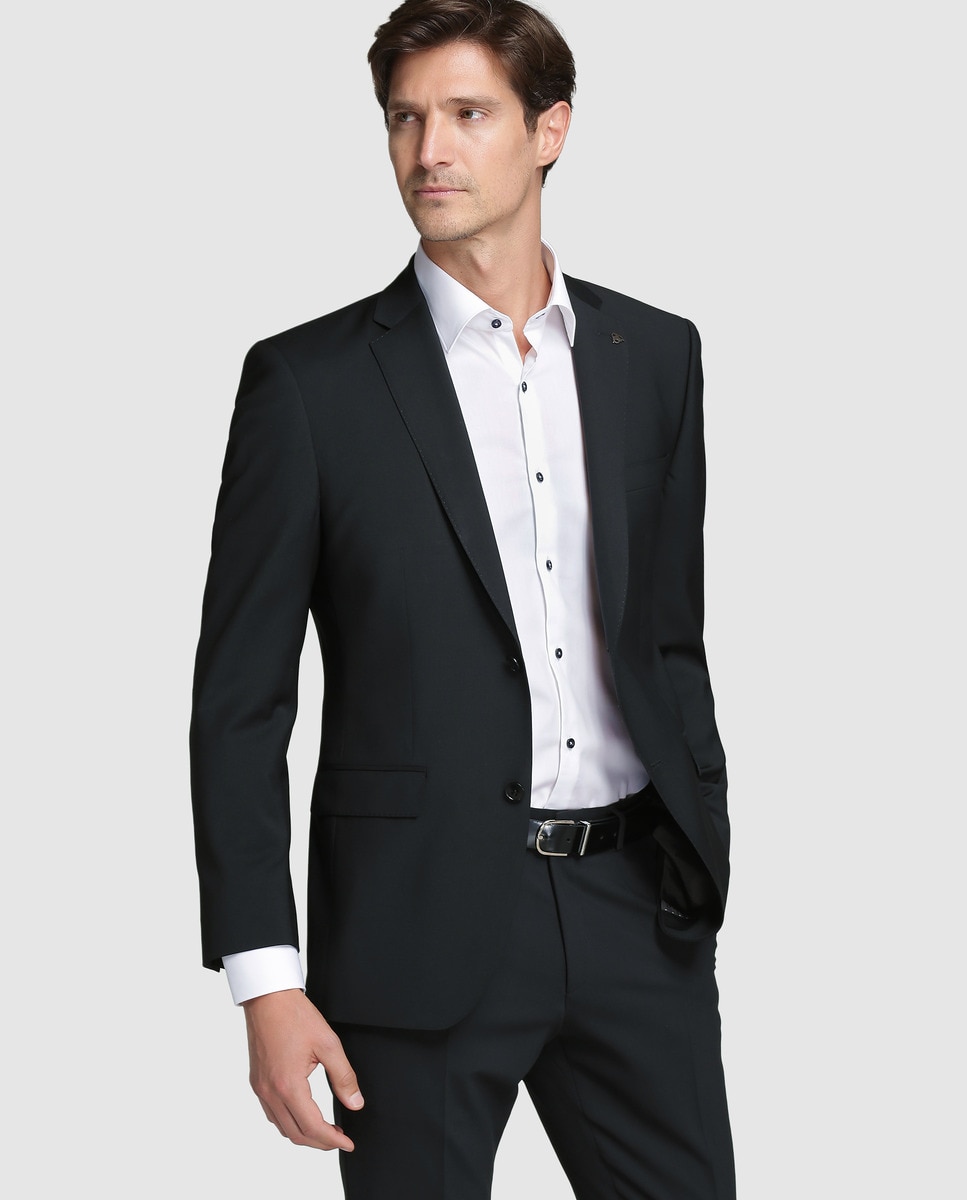 Blazer formal regular liso preto Preto-1
