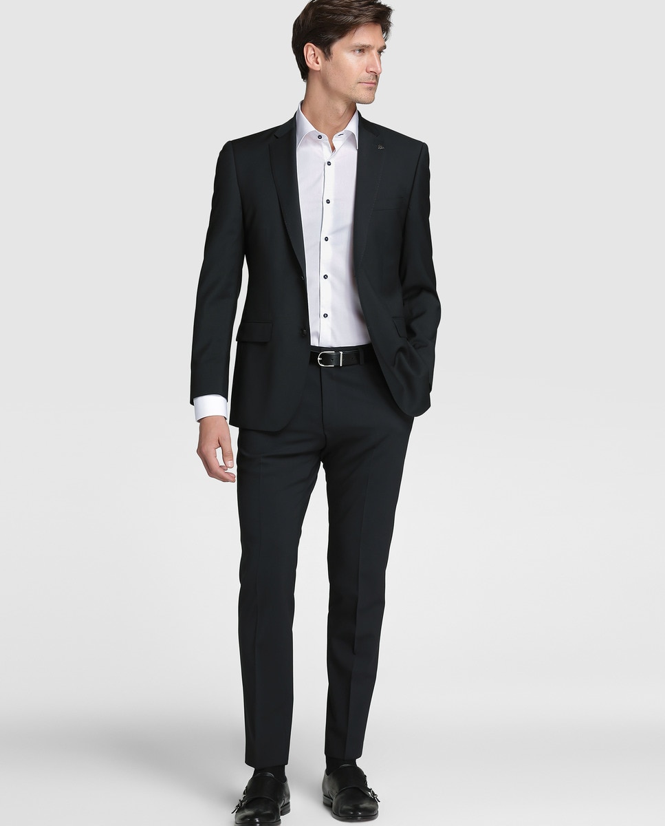 Blazer formal regular liso preto Preto-4