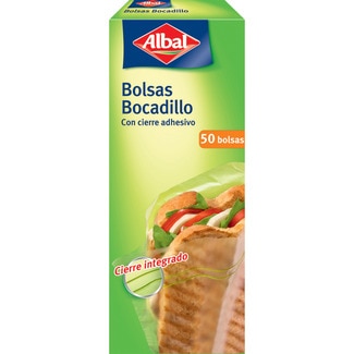 bolsa para bocadillos con cierre adhesivo caja 50 unidades - Albal
