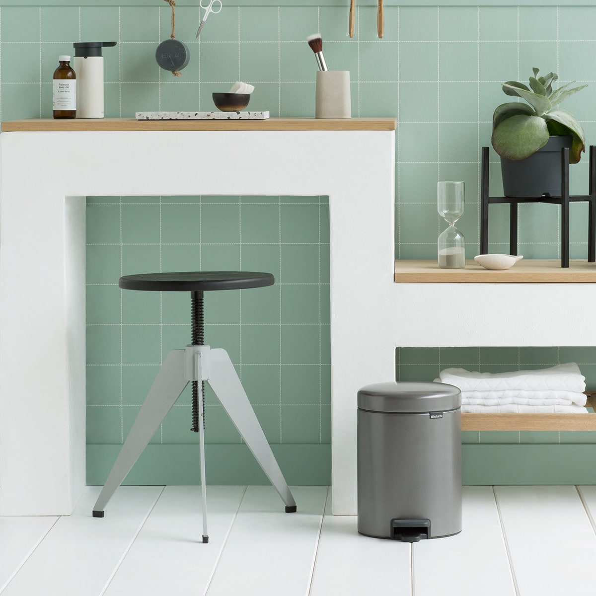 Balde do Lixo de Casa de Banho com Pedal Newicon 5 L Platina-4