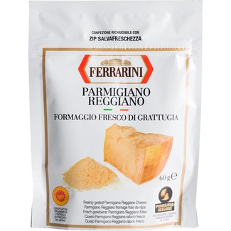 queso italiano rallado Parmigiano Reggiano DOP bolsa 60 g elaborado con leche cruda - Ferrarini