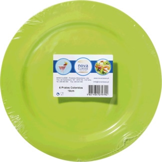 Pratos Coloridos Verde 19 cm embalagem 6 unidades - Nova Classe
