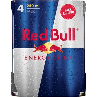 bebida energética con cafeína, taurina, Vitamina B y agua de los Alpes pack 4 latas 25 cl - Red Bull
