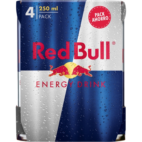 bebida energética con cafeína, taurina, Vitamina B y agua de los Alpes pack 4 latas 25 cl