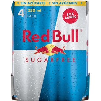 bebida energética Sugar Free con cafeína, taurina, vitamina B y agua de los Alpes pack 4 latas 25 cl - Red Bull