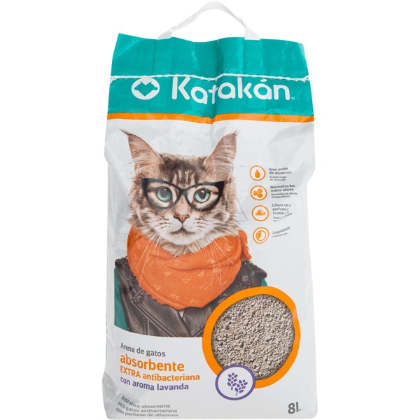 arena para gatos absorbente extra antibacteriana con aroma a lavanda envase 8 l