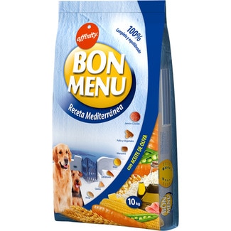 Receta Mediterránea pienso para perros adultos con jamón cocido y pollo saco 10 kg - Bon Menu