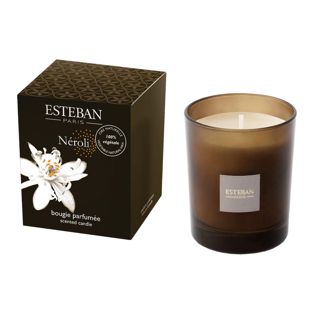 Vela en vaso perfumada Floral Neroli Esteban Marrón oscuro-1