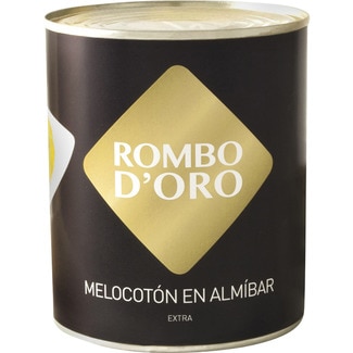melocotón en almíbar extra lata 480 g neto escurrido - Rombo D'oro