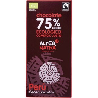 Alternativa 3 Chocolate 75% Cacau Peru Biológico embalagem 80 g