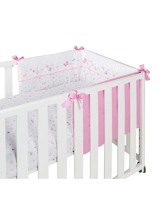 Imagen 0 de Protector Reversible para Cuna (60 x 120 cm./70 x 140 cm.) Cotton Juice Baby Home Estampado Mariposas rosa