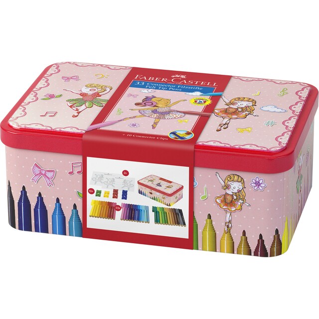 Imagen 0 de Caja Metálica Bailarina Faber Castell con 33 Rotuladores Connector