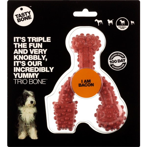 Brinquedo para Cão Pequeno Trio Bone de Bacon embalagem 1 unidade