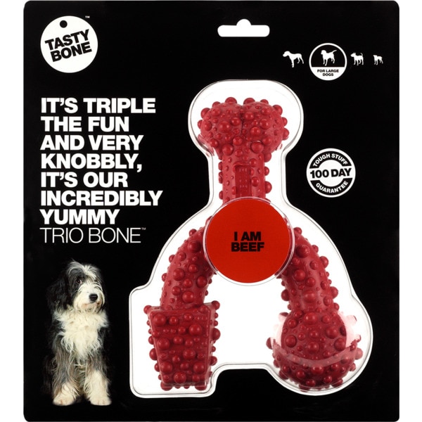 Brinquedo para Cão Largo Trio Bone de Carne embalagem 1 unidade