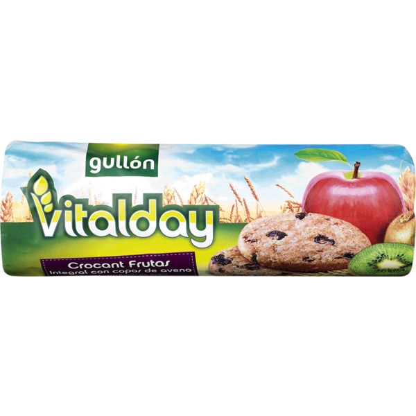 Bolachas Integrais Crocantes Vitalday com Pepitas de Fruta embalagem 300 g