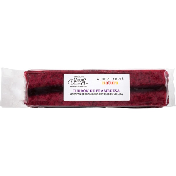 turrón de frambuesa con azúcar de flor de violeta estuche 300 g