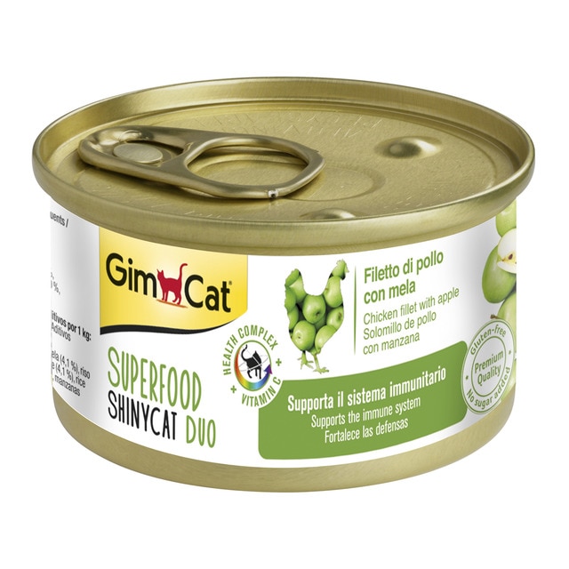 Imagen 0 de Snack para gatos adultos Gimcat Shiny Cat Duo pollo y manzana 70 g