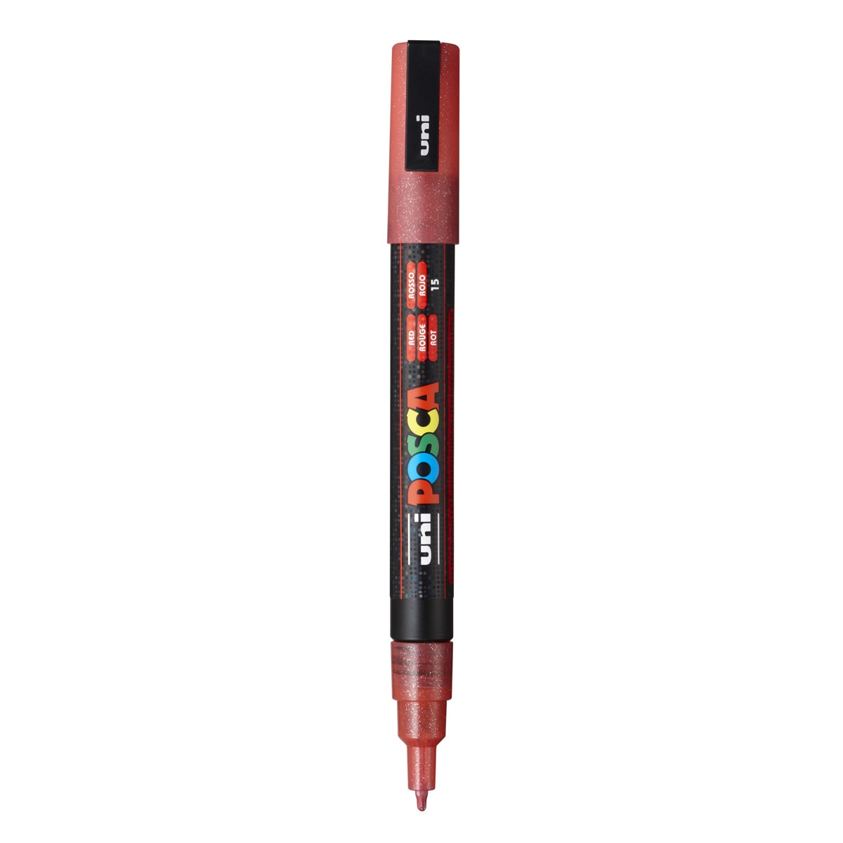 Marcador De Pintura Base Uni Posca Al Agua 0,9-1,3 Mm.  Purpurina. Rojo Rojo-1