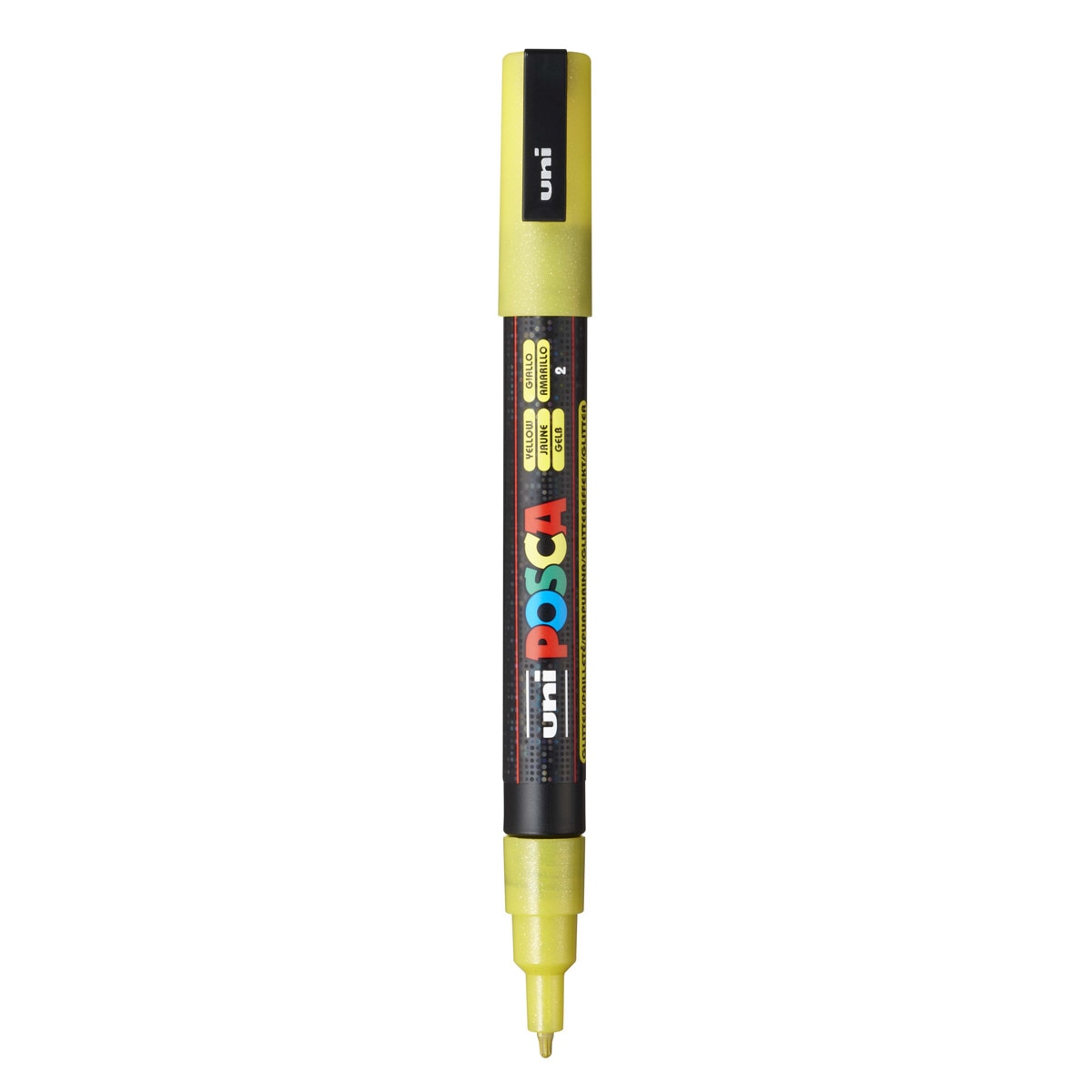 Imagen 0 de Marcador De Pintura Base Uni Posca Al Agua 0,9-1,3 Mm.  Purpurina. Amarillo