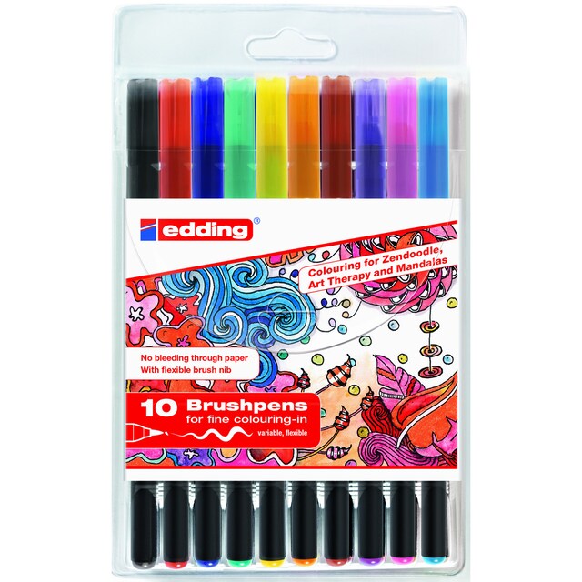 Imagen 0 de Estuche de 10 Rotuladores Edding con Punta de Pincel Flexible Colores Surtidos