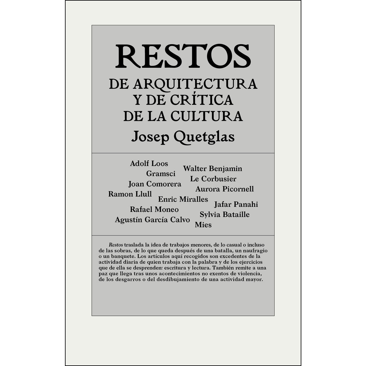 Imagem 0 de Restos De Arquitectura Y De Crítica De La Cultura