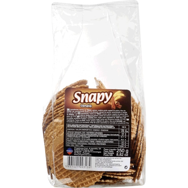 Bolachas Wafer de Canela embalagem 250 g