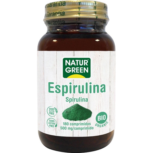 Comprar espirulina Bio sin gluten y sin lactosa con alto contenido en proteínas y hierro envase