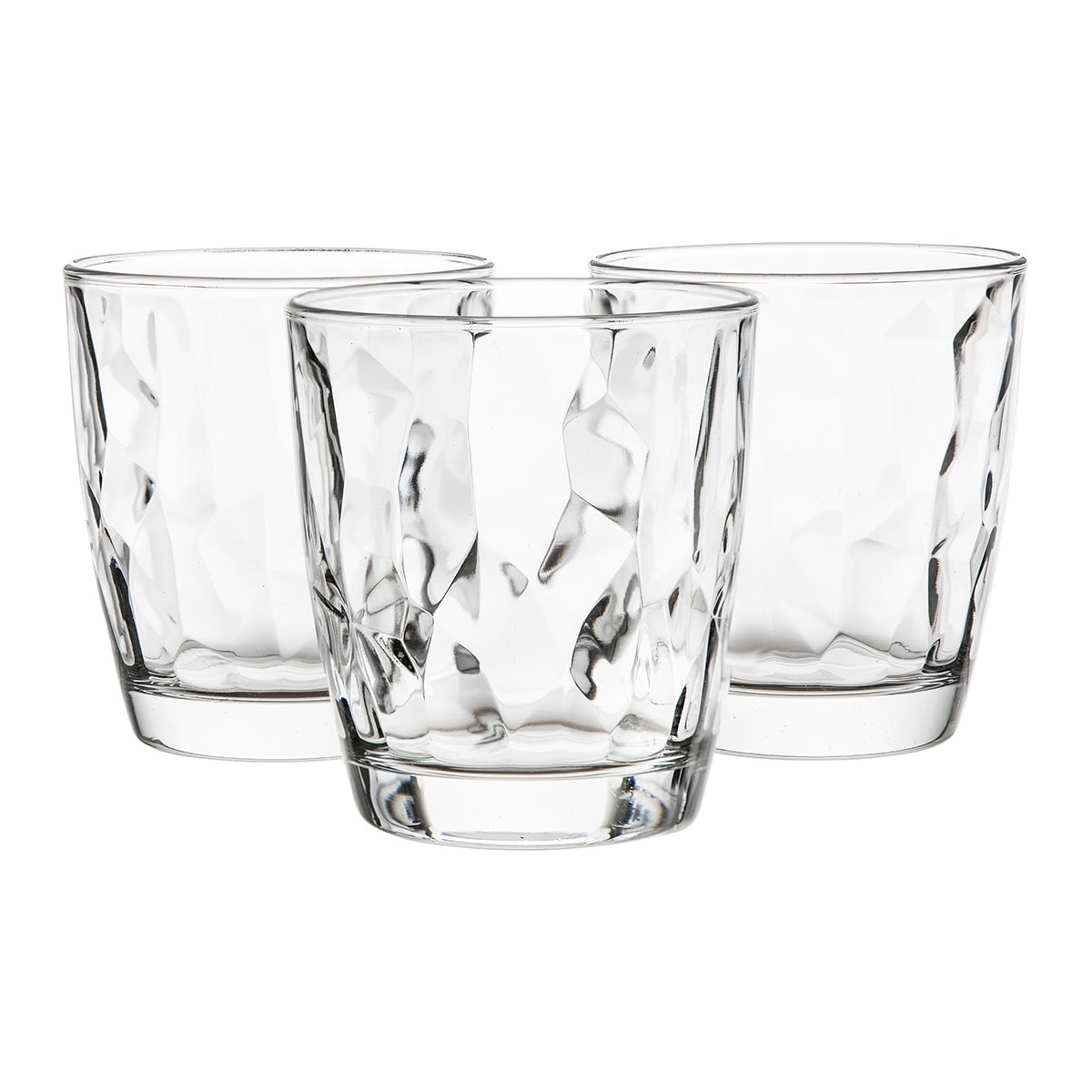 Conjunto de 3 Copos Baixos Diamond Transparente-1