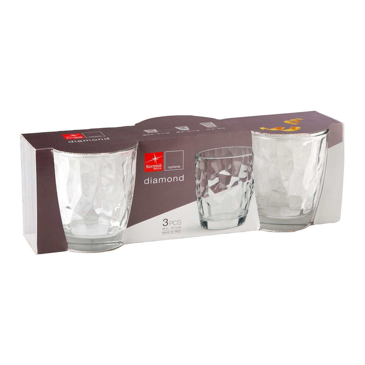 Conjunto de 3 Copos Baixos Diamond Transparente-3
