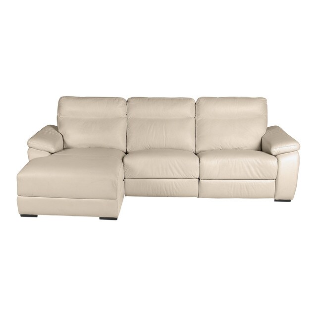 Sofá de piel de 5 plazas con chaise longue derecho y un asiento relax