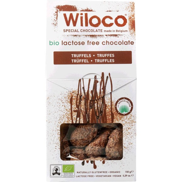 Wiloco Trufas de Chocolate Vegan sem Lactose e Glúten Biológico embalagem 150 g
